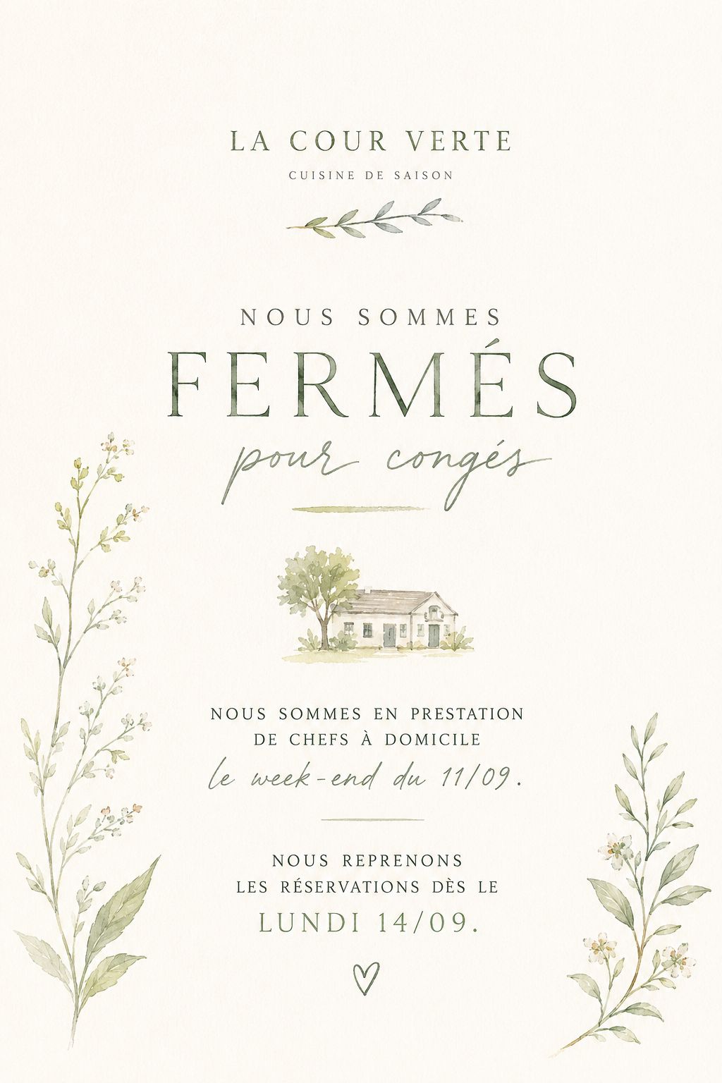 Fermeture temporaire pour congés